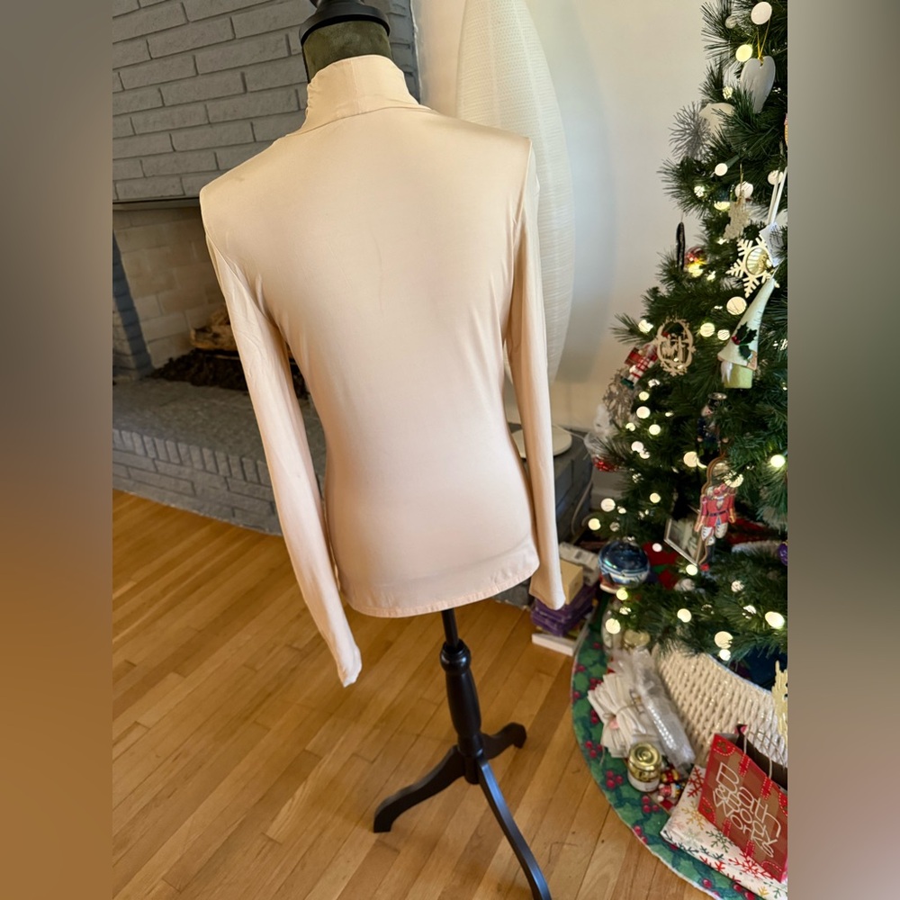 THE ROW Rudd Turtleneck Long Sleeve Women's Top With Sheer Arms Size L - Picture 3 of 8